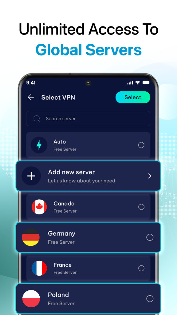 اسکرین شات لیست سرورها