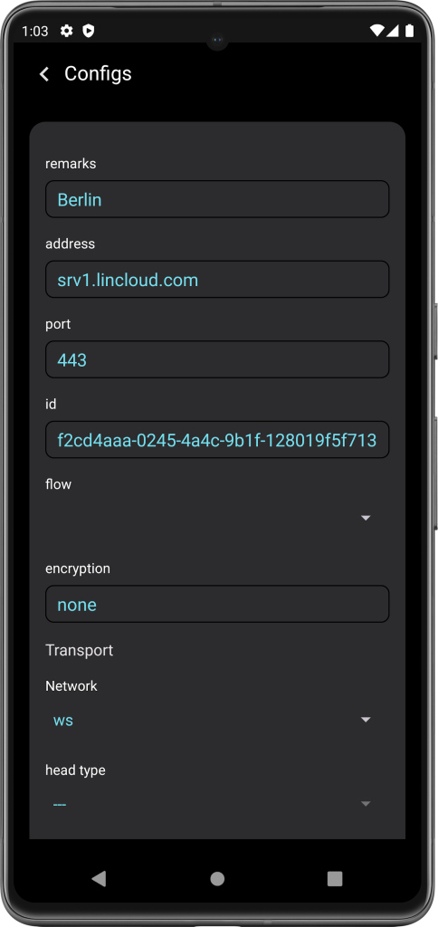 اضافه کردن کانفیگ