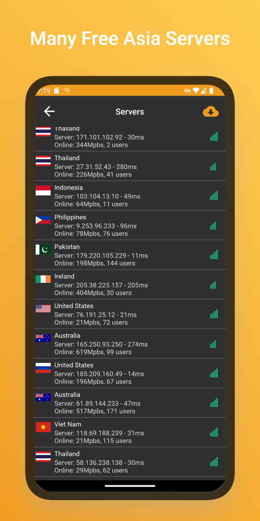 سرورهای فیلترشکن آسیا