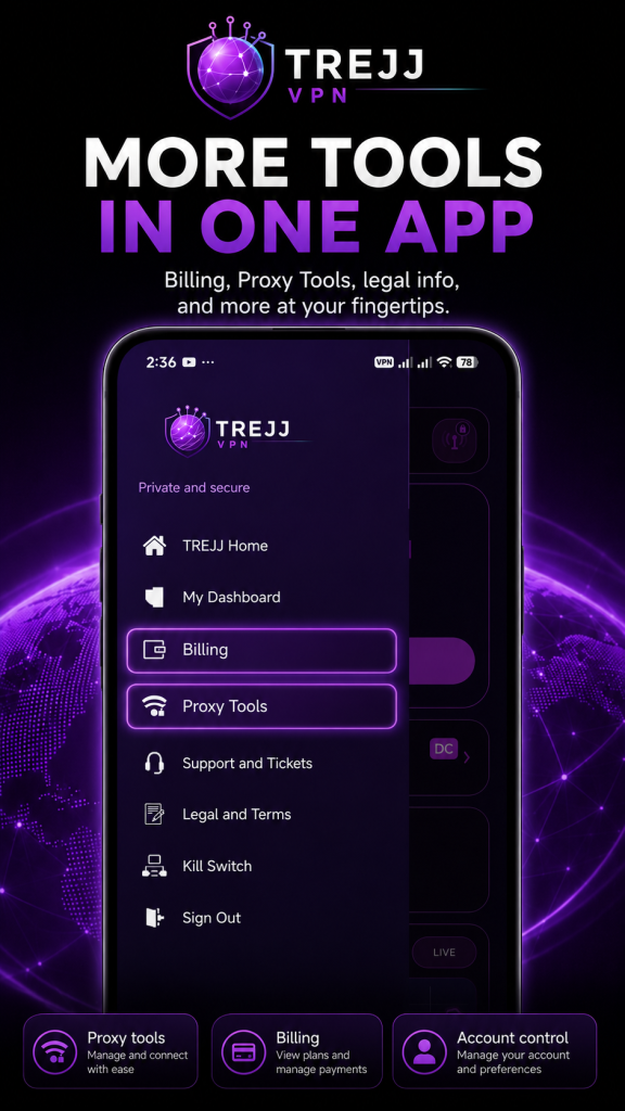 قابلیت های فیلترشکن TREJJ VPN‌